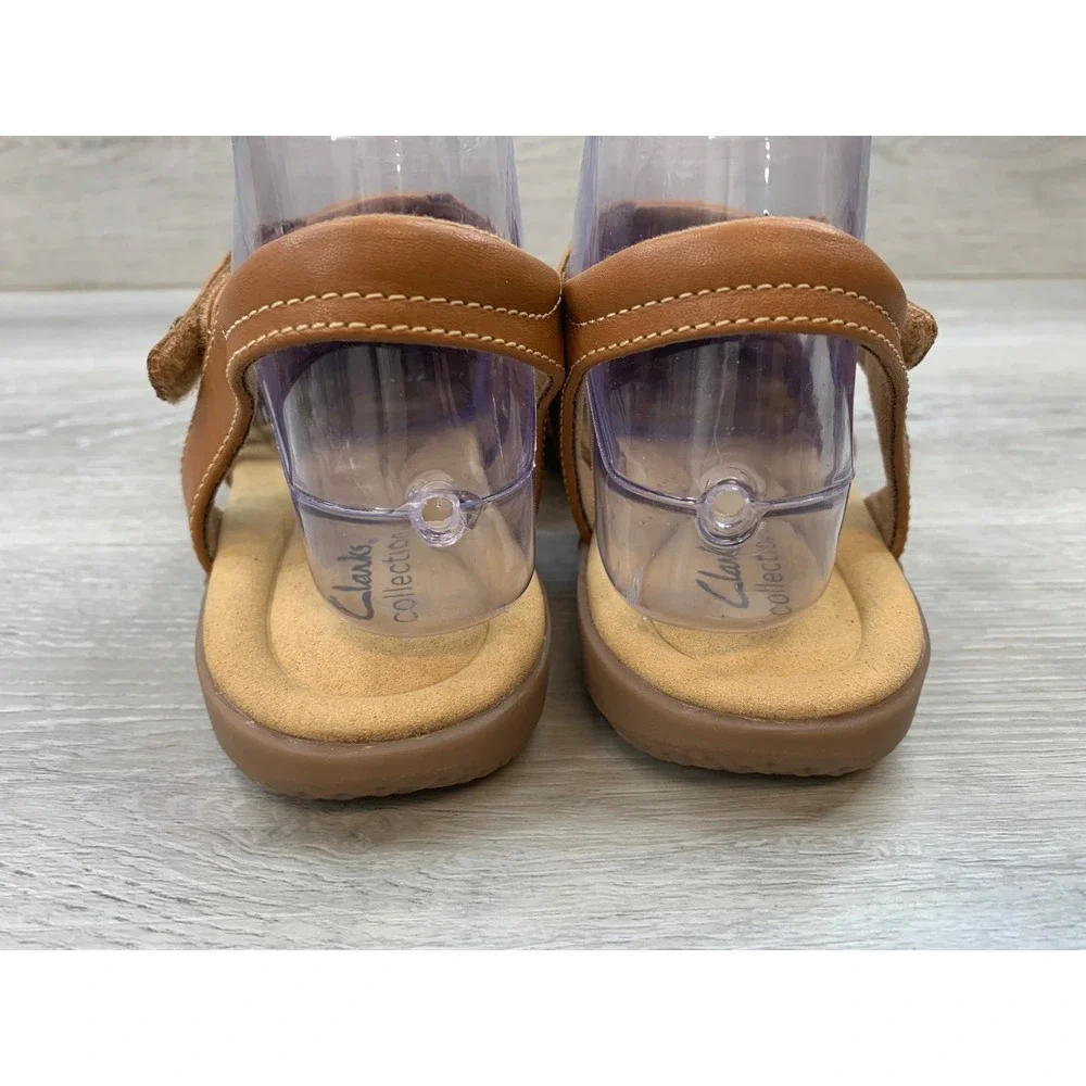 Clarks Collection ElizaBelle Mia Tan Leather Fisherman Sandals Women's 7 W Wide